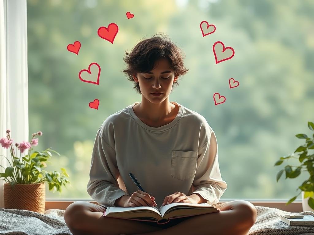 Person practicing mindfulness and self-awareness techniques